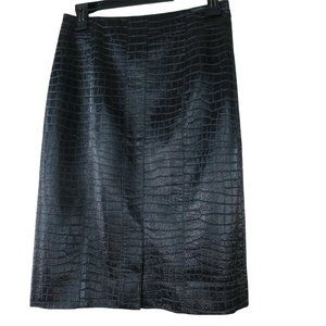 NEW Eccoci 'ERIKA' Faux Snakeskin Leather Black Pencil Skirt Size 0 MSRP $329